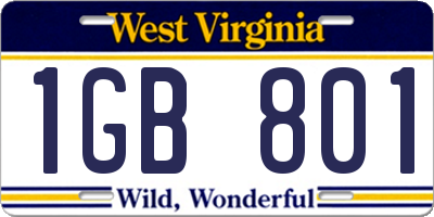 WV license plate 1GB801
