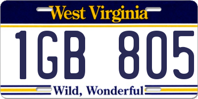 WV license plate 1GB805
