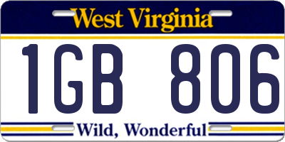 WV license plate 1GB806