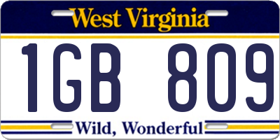 WV license plate 1GB809