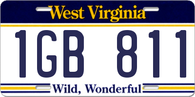 WV license plate 1GB811
