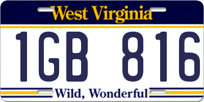WV license plate 1GB816