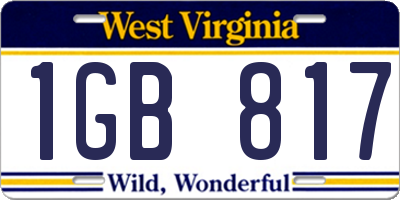 WV license plate 1GB817