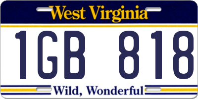 WV license plate 1GB818