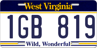 WV license plate 1GB819