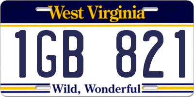WV license plate 1GB821