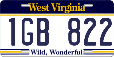WV license plate 1GB822