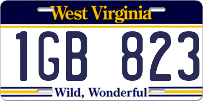 WV license plate 1GB823