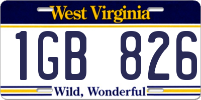 WV license plate 1GB826
