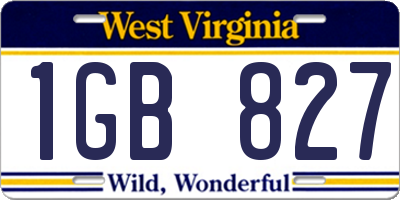 WV license plate 1GB827