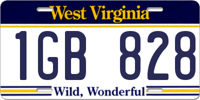 WV license plate 1GB828