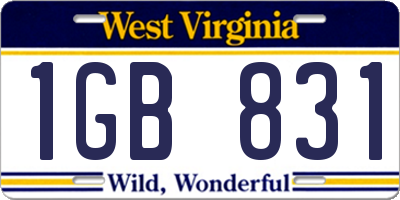 WV license plate 1GB831