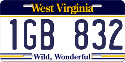 WV license plate 1GB832
