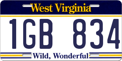 WV license plate 1GB834