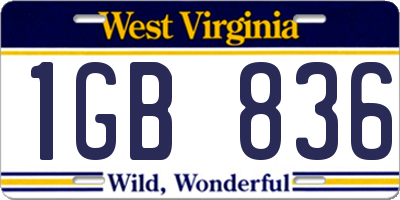 WV license plate 1GB836