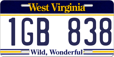 WV license plate 1GB838