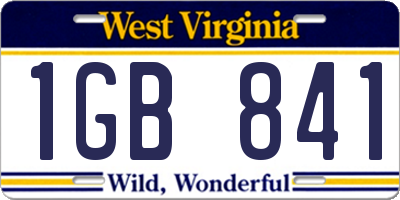 WV license plate 1GB841