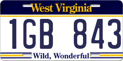 WV license plate 1GB843