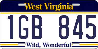 WV license plate 1GB845
