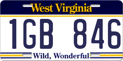 WV license plate 1GB846