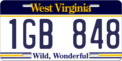 WV license plate 1GB848