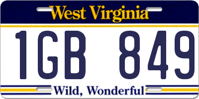 WV license plate 1GB849