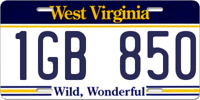 WV license plate 1GB850