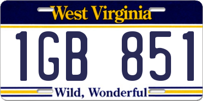 WV license plate 1GB851