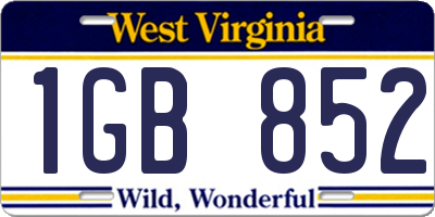 WV license plate 1GB852