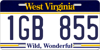 WV license plate 1GB855
