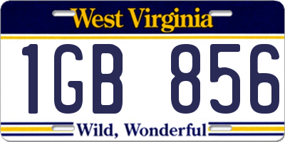 WV license plate 1GB856