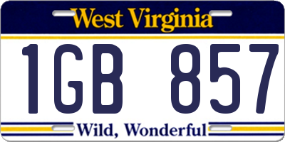 WV license plate 1GB857