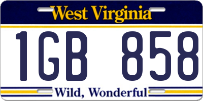 WV license plate 1GB858