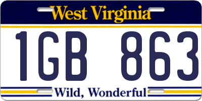WV license plate 1GB863