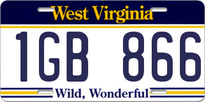 WV license plate 1GB866