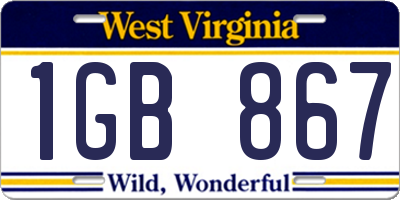 WV license plate 1GB867