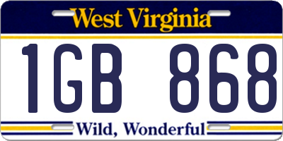WV license plate 1GB868
