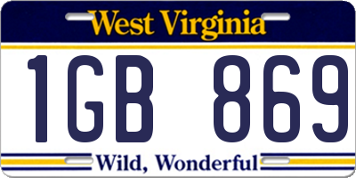 WV license plate 1GB869