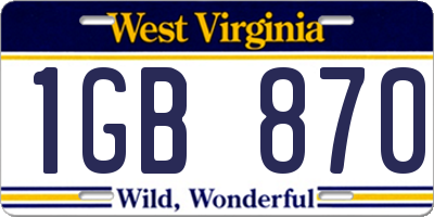 WV license plate 1GB870