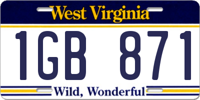 WV license plate 1GB871