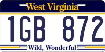 WV license plate 1GB872