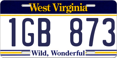 WV license plate 1GB873