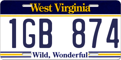 WV license plate 1GB874