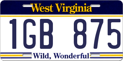 WV license plate 1GB875