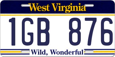 WV license plate 1GB876