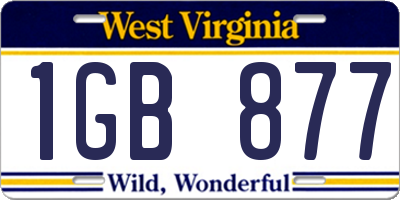 WV license plate 1GB877