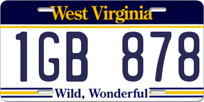 WV license plate 1GB878