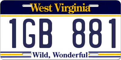 WV license plate 1GB881