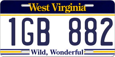 WV license plate 1GB882