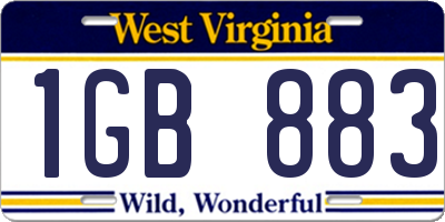 WV license plate 1GB883